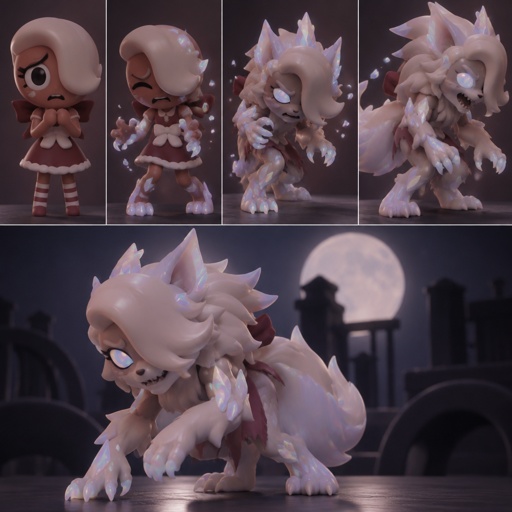 Ginger from Dandy’s world turning into a Opalite Werewolf 