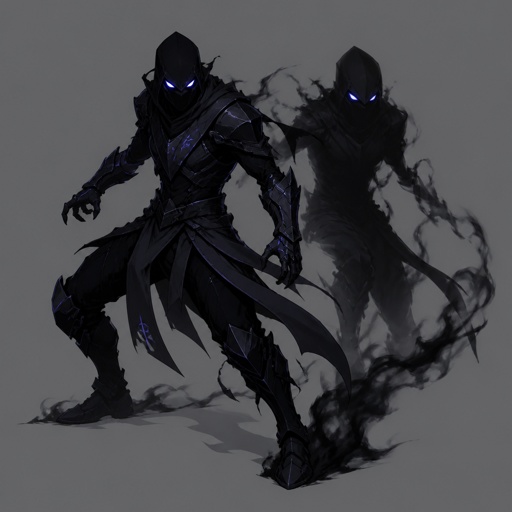 shadow assassin, shadow of the abyss, based on noob saibot, shadow clone