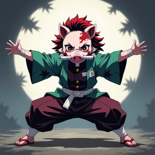 Make Inosuke from demon slayer do his gymnastics creepy pose 