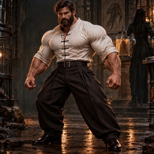 a man in a white shirt and black pants