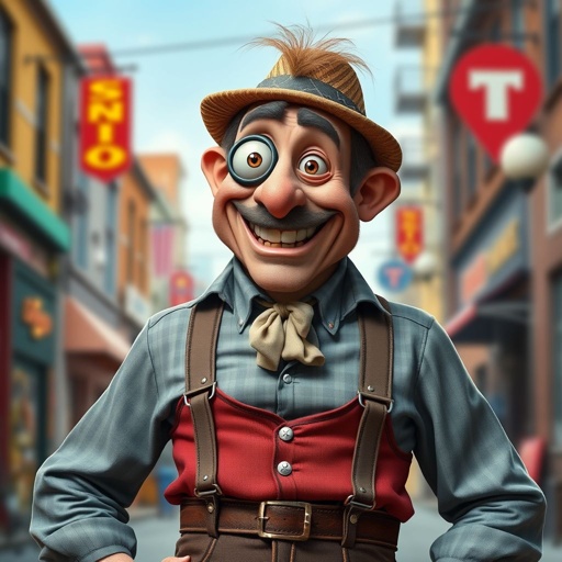 Create a funny adult guy name one eye Willy, who has one eye patched, show entire body head to toe 