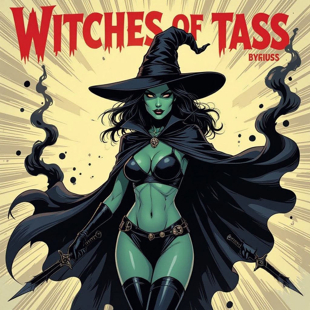 sexy shadow demon witch gypsy slate grey skin large black billowing cloak that emits darkness and shadow smoke. Two piece. Witches Hat.  Wields Black Evil Shadow Smoke Daggers