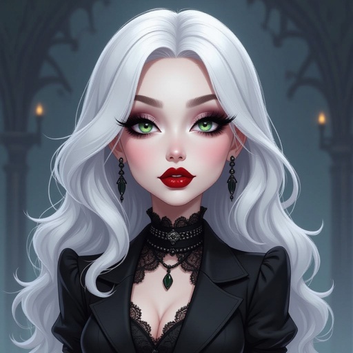 Create a character lady who has attitude but is funny looking but about fashion and loves lipgloss