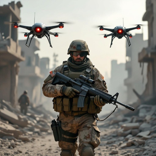 A rag tag soldier in a war against advanced ai