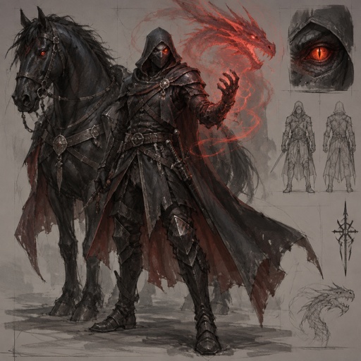 dark assassin, dragon eye, horse companion, summoning abilities,