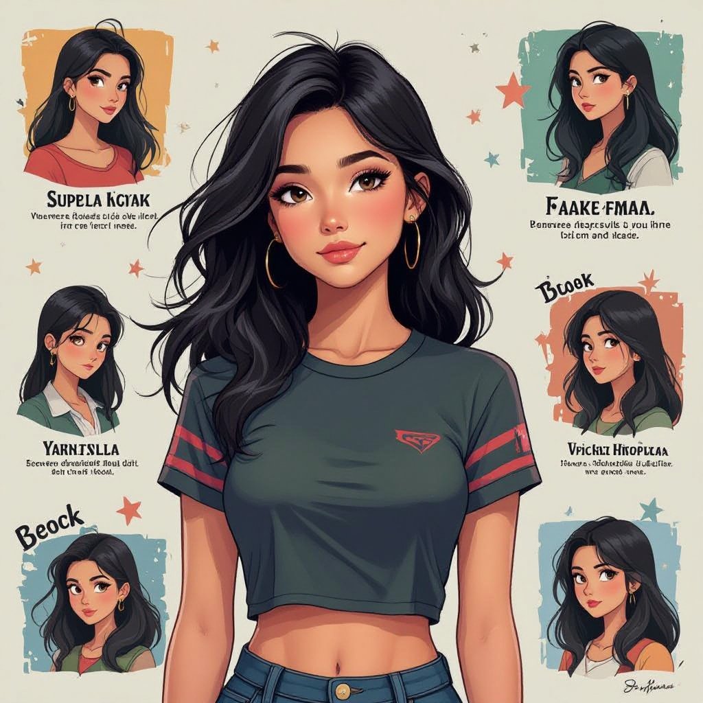 A black haired girl in a cropped jersey 