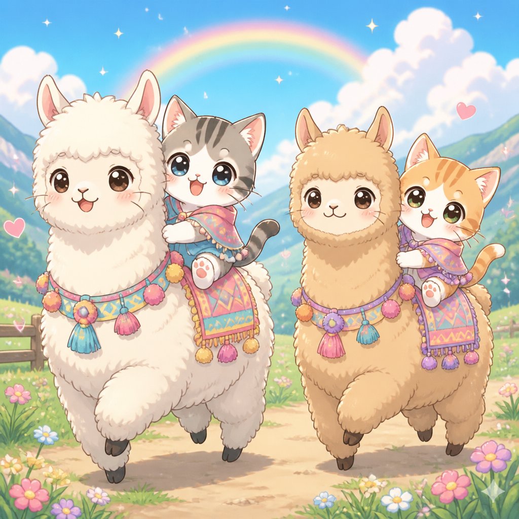Baby Cats on lamas