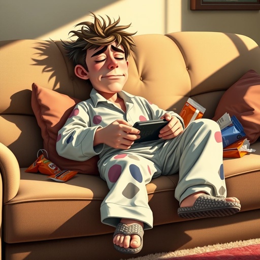 Create a character who is lazy as heck. And you could tell from his face and his entire outfit. Make is funny and the style of the graphic photographic