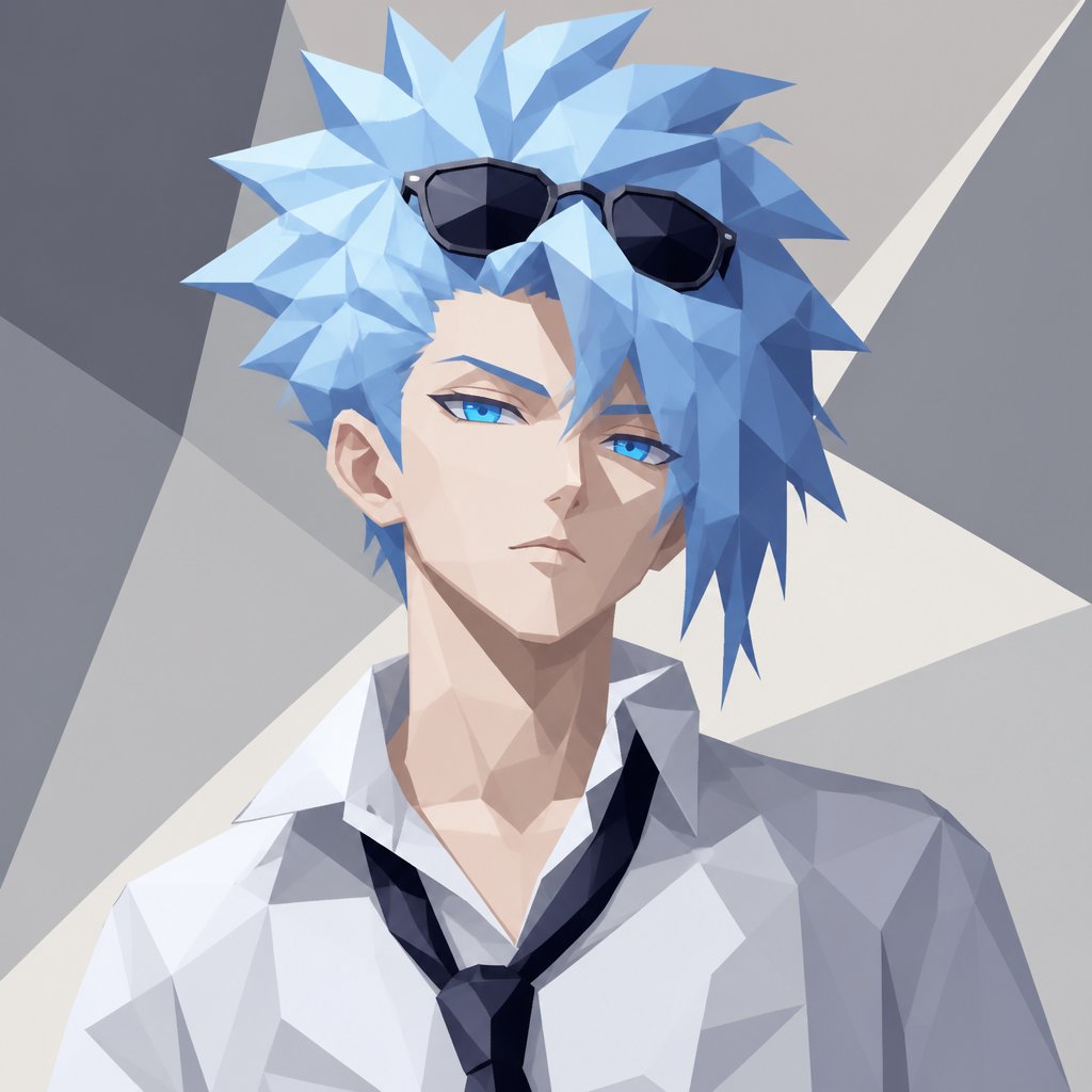 Comic Anime Agent Rockwell very poof up messy hair half side longer and drooped down hair is a light blue skin color white,very bright blue eyes,wears a suit tie is loose,he doesn't wear his jacket his collar to his shirt is uneven sunglasses on his head He's know for his mischievous and reckless behavior but takes missions very seriously is one of the best agents they have Ren is Rockwell's partner is very serious and organized opposite of Rockwell, get very annoyed at Rockwell's behavior they tend to argue with each other but Rockwell is more of having fun