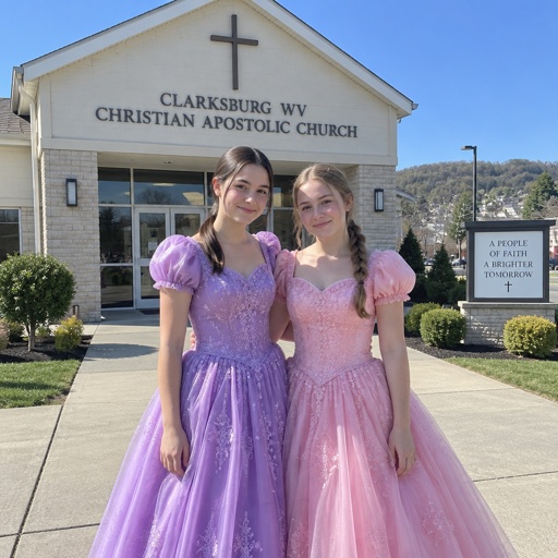 Clarksburg WV Christian Apostolic Church, Low Ponytail Teen Girl Purple Princess Dress, Low Ponytail Braid Pink Princess Dress 