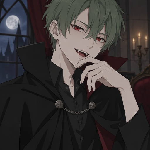 Male, thin, green hair vampire