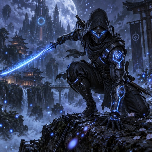 A ninja assassin futuristic outfit