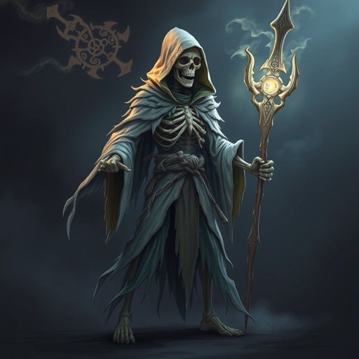 Skeleton mage with a bone staff
