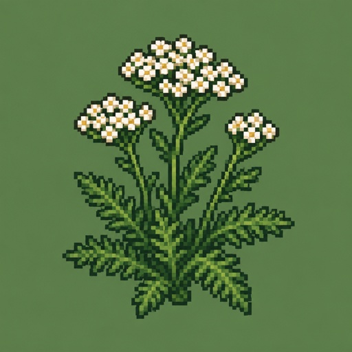 Yarrow plant for a fantasy game set in modern times, top-down style,