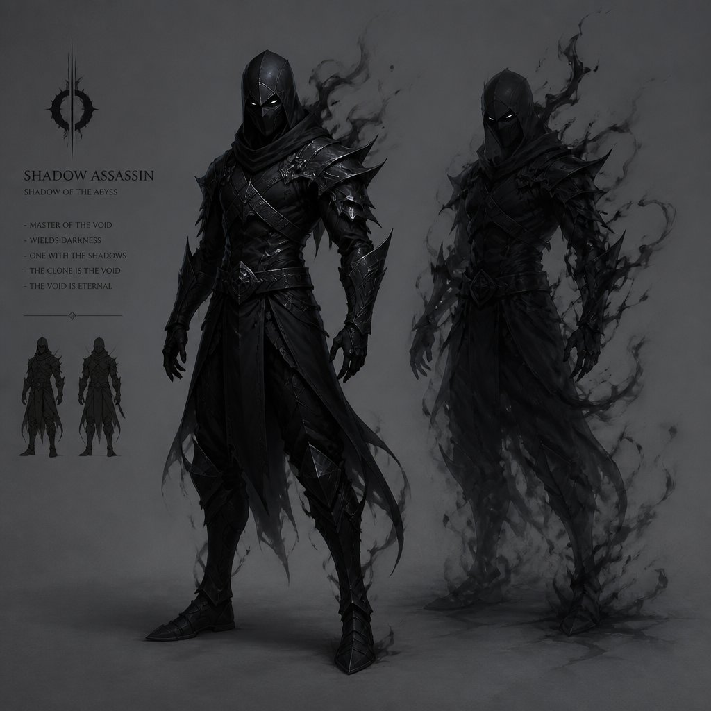 shadow assassin, shadow of the abyss, based on noob saibot, shadow clone