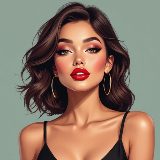 Create a character lady who has attitude but is funny looking  but about fashion and loves lipgloss 