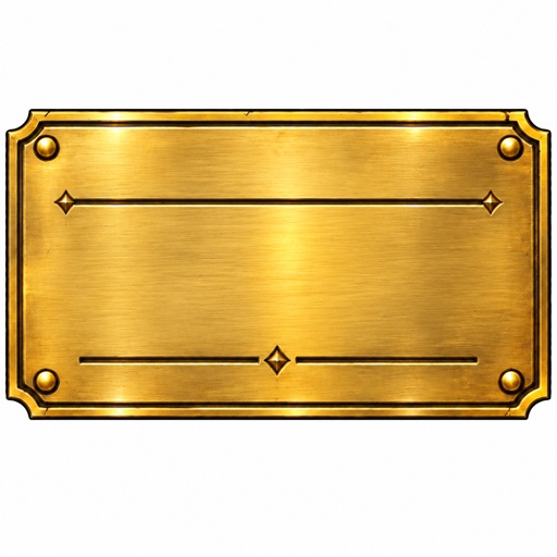 a gold metal plate with rivets and arrows