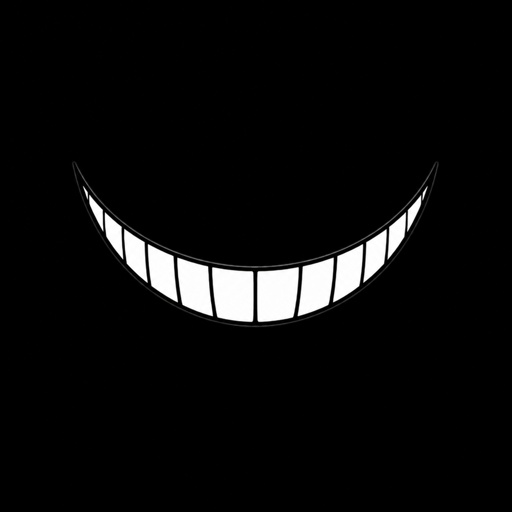 a black and white photo of a smiling face