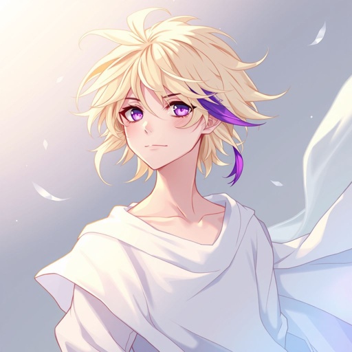 A teenage boy who is Prince of air with blonde hair and a purple strand
