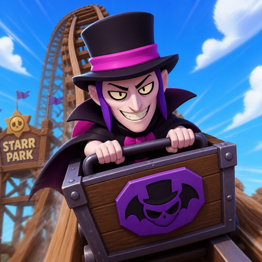 Mortis from brawl stars, on a rollercoaster  