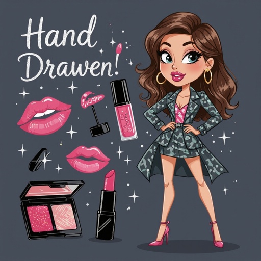 Create a character lady who has attitude but is funny looking but about fashion and loves lipgloss