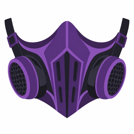 Breathing mask for a female supervillain, purple
