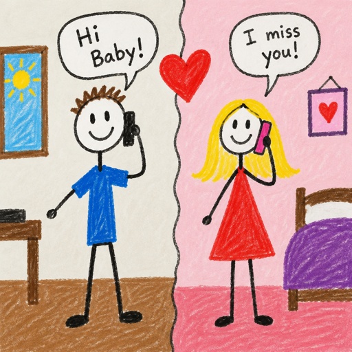 As a stickman On the phone with his girlfriend