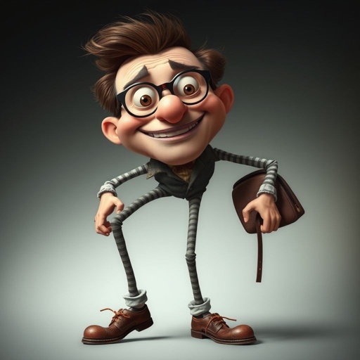 Create a funny looking man with very skinny legs 