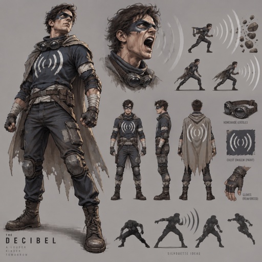 Male Superhero with enhanced scream abilities, homemade costume