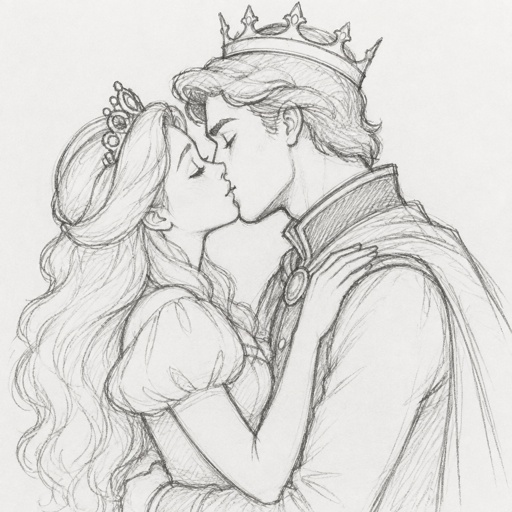 Princess And Prince Kissing lips
