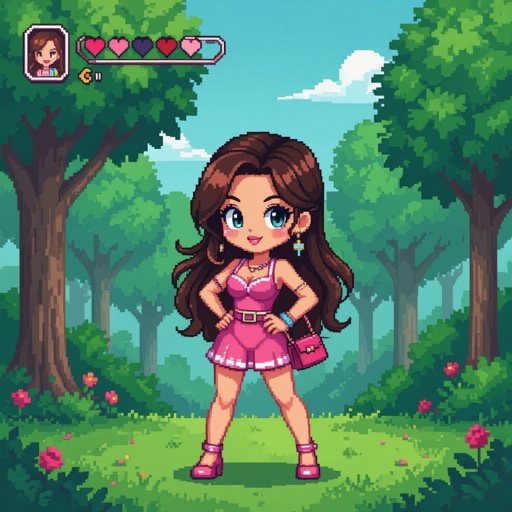 Create a character lady who is funny but about fashion and loves lipgloss 