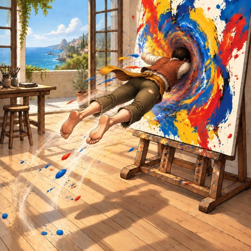 a painting of a woman laying on a easel