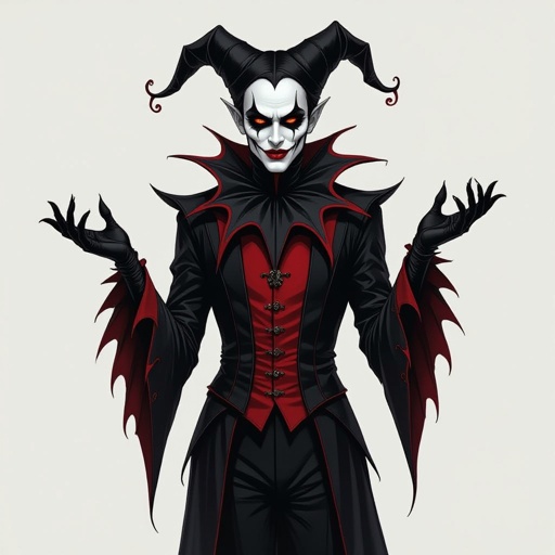 A jester of dark humor but vampire and dress all black 