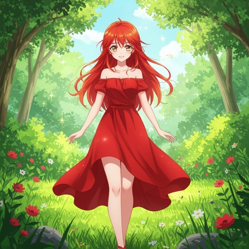 Worrier princess with bright brown eyes wearing red