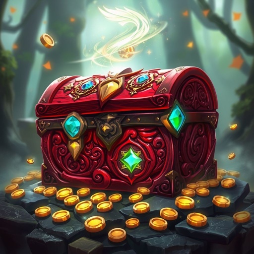 Red Treasure Chest made of wood