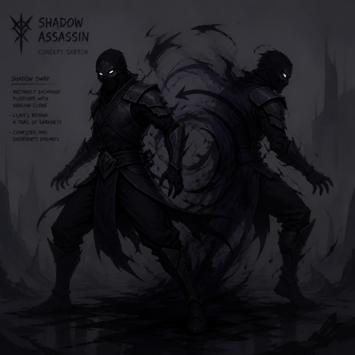 shadow assassin, shadow of the abyss, based on noob saibot, shadow clone, shadow swap, 