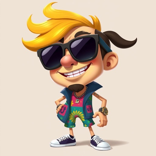 Make a funny character named to cool! Make him a person kinda funny and almost like 2d/3d character 
