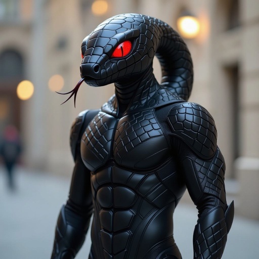 A hero with a black snake themed super suit 