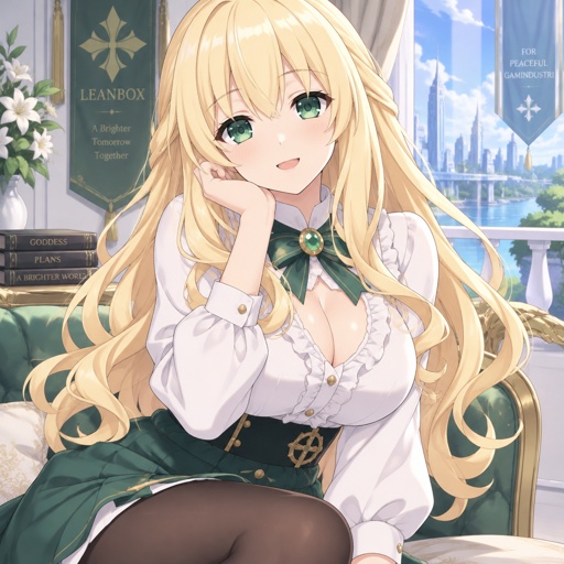 Vert , neptunia, nice blouse, nice skirt, attractive 