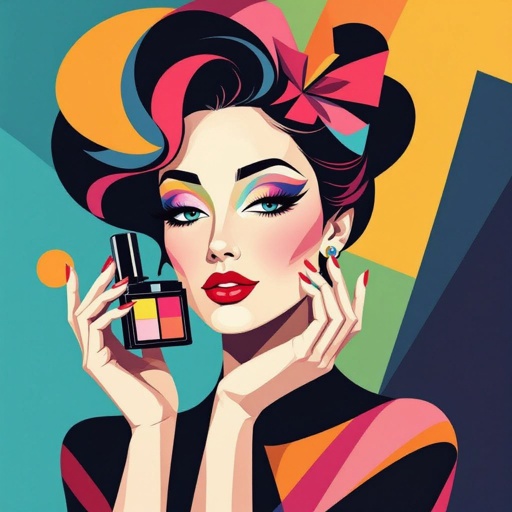 Create a character showing there whole body head to toe, a lady who loves beauty products  