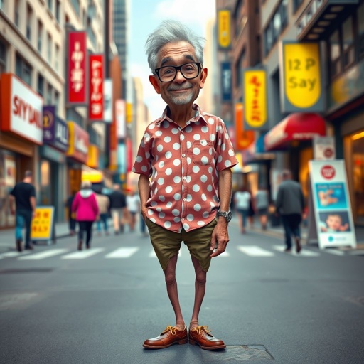Create a funny looking man with very skinny legs