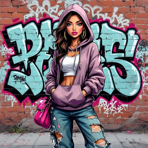 Create a character lady who has attitude but is funny looking and loves lipgloss 