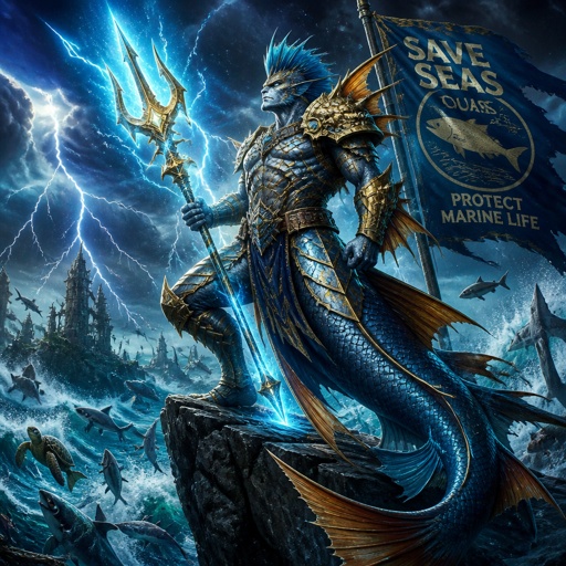 He is called Barracuda, he half man, half barracuda. He is a superhero for the fight to STOP Extinction of our endangered marine life.  