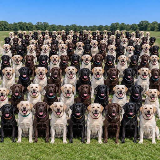 100 Labrador Dogs Sitting 