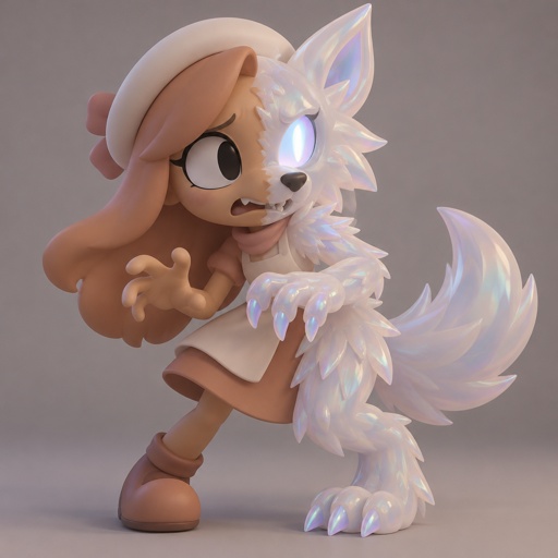 Ginger from Dandys world turning into a Opalite werewolf 