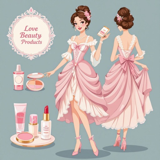 Create a character showing there whole body head to toe, a lady who loves beauty products