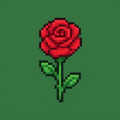 rose with stem for a fantasy game set in modern times, top-down style
