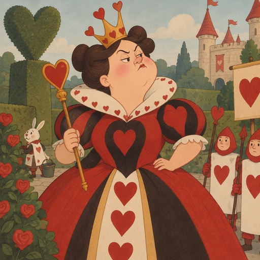 Queen of hearts with a crooked crown