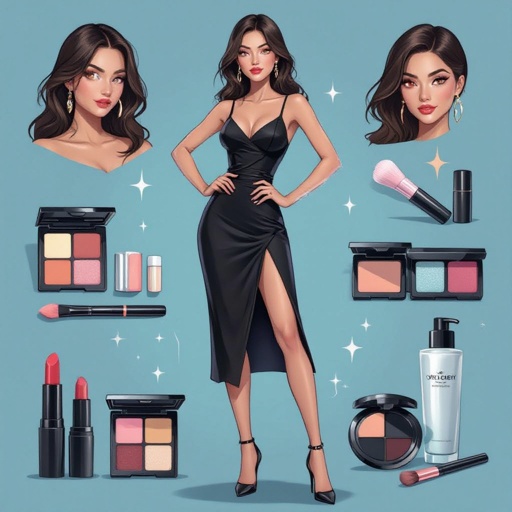 Create a character showing there whole body head to toe, a lady who loves beauty products