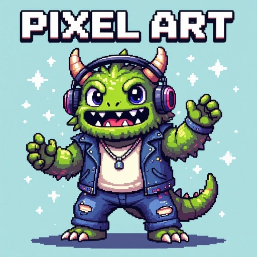 Create a funny looking monster dressed like a dj